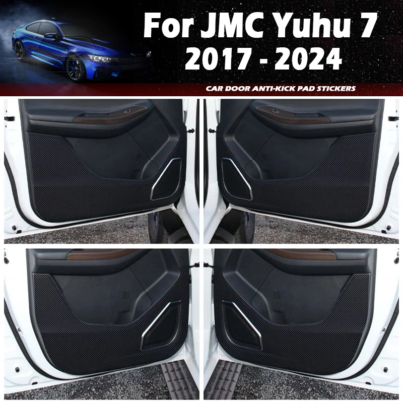 Para JMC Yuhu 7 2017- 2022 2023 2024, almohadilla antipatadas para puerta de coche, guantera automática debajo del tablero, borde lateral, pegatina anticolisión decorativa