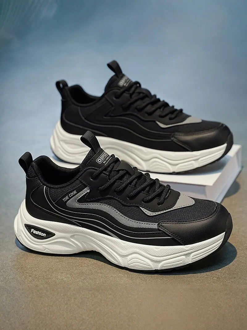 Men's Summer Thick Bottom Sports Casual Running Shoes Versatile Increase Height Youth Dad Trendy Shoes Breathable Mesh Upgraded