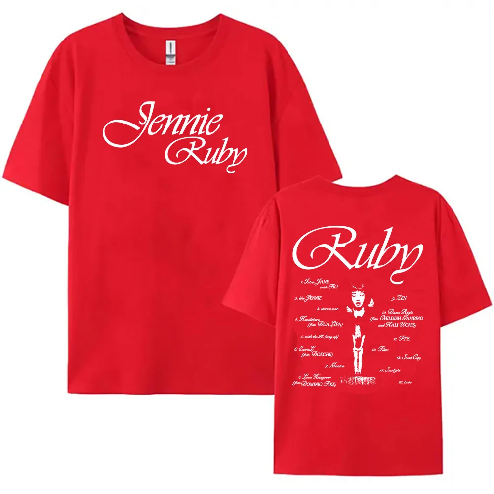 ExtraL Album 2025 Новая футболка Jennie Ruby The 1st Studio Album с принтом футболки хлопковые футболки для женщин/мужчин топы с круглым вырезом для девочек