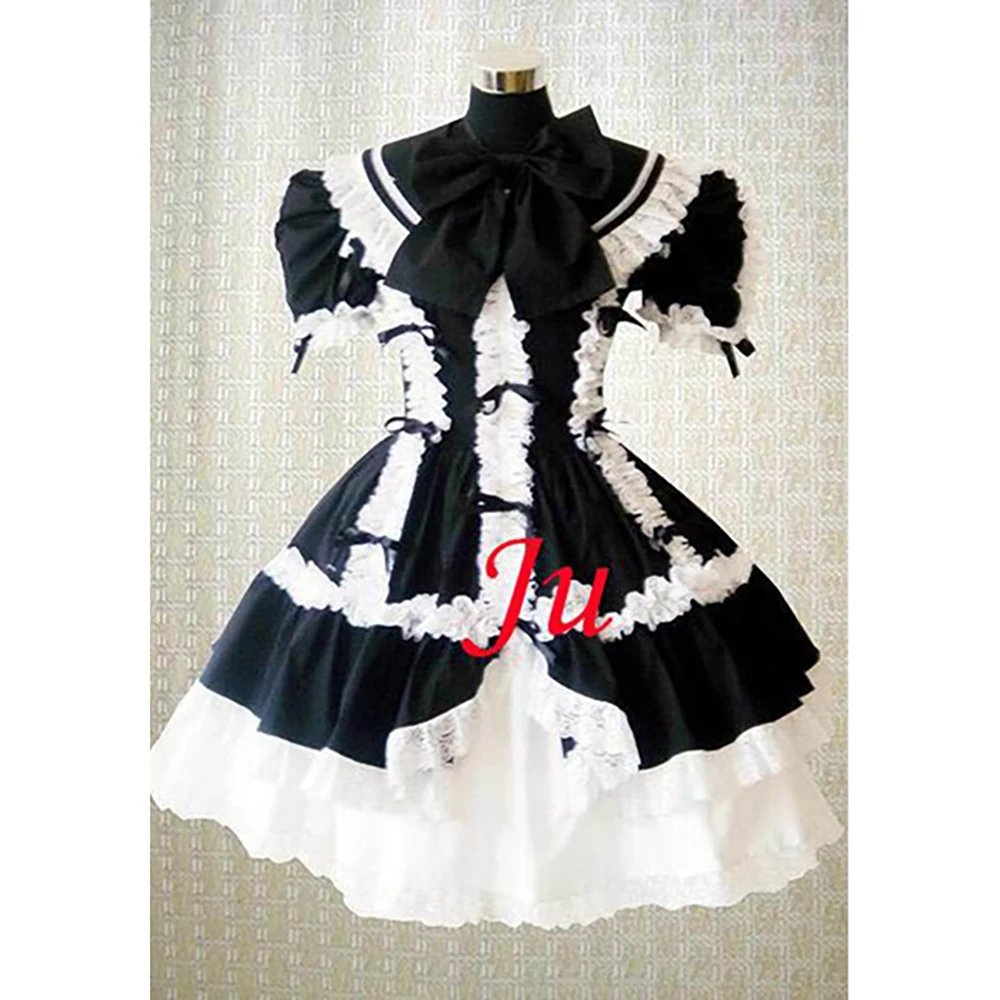 

fondcosplay Sissy Maid Gothic Lolita Punk Fashion black cotton Dress Cosplay Costume CD/TV[CK773]