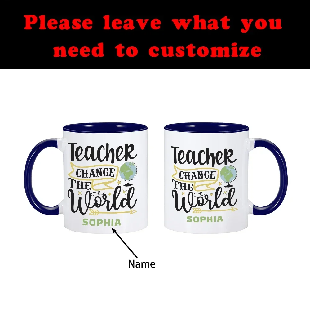 Custom Teacher Name Mug Thank You Gift for Women Men Coffee Milk Tea Cups Personalized Graduation Season Appreciation Persent