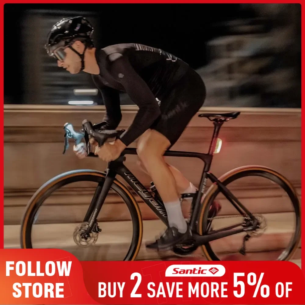 

Santic Men's Cycling Jersey Summer Long Sleeved UV Protection Biker Tops Outdoor Quick Dry Breathable MTB Road Bicycle Clothes