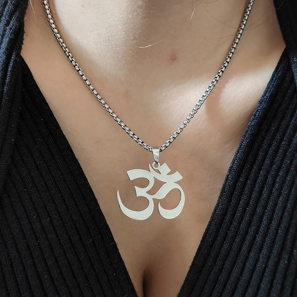 

Religious Symbol OM Stainless Steel Necklace Trendy Faith Style Daily Matching Highlights Popular Faith Choker