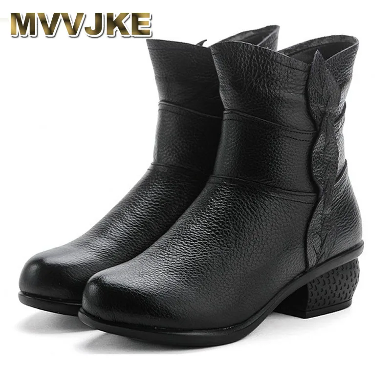 

Винтажные ботильоны-дудочки, женская обувь из натуральной кожи, кожаные ботинки с заплатками, женские теплые зимние ботинки