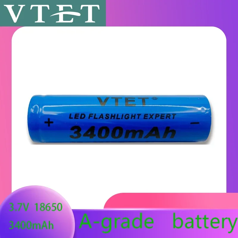 2024 New 18650 3.7V 3400mAh Rechargeable Battery for Flashlight Torch Headlamp Li-ion Rechargeable Battery Drop DIY FAN