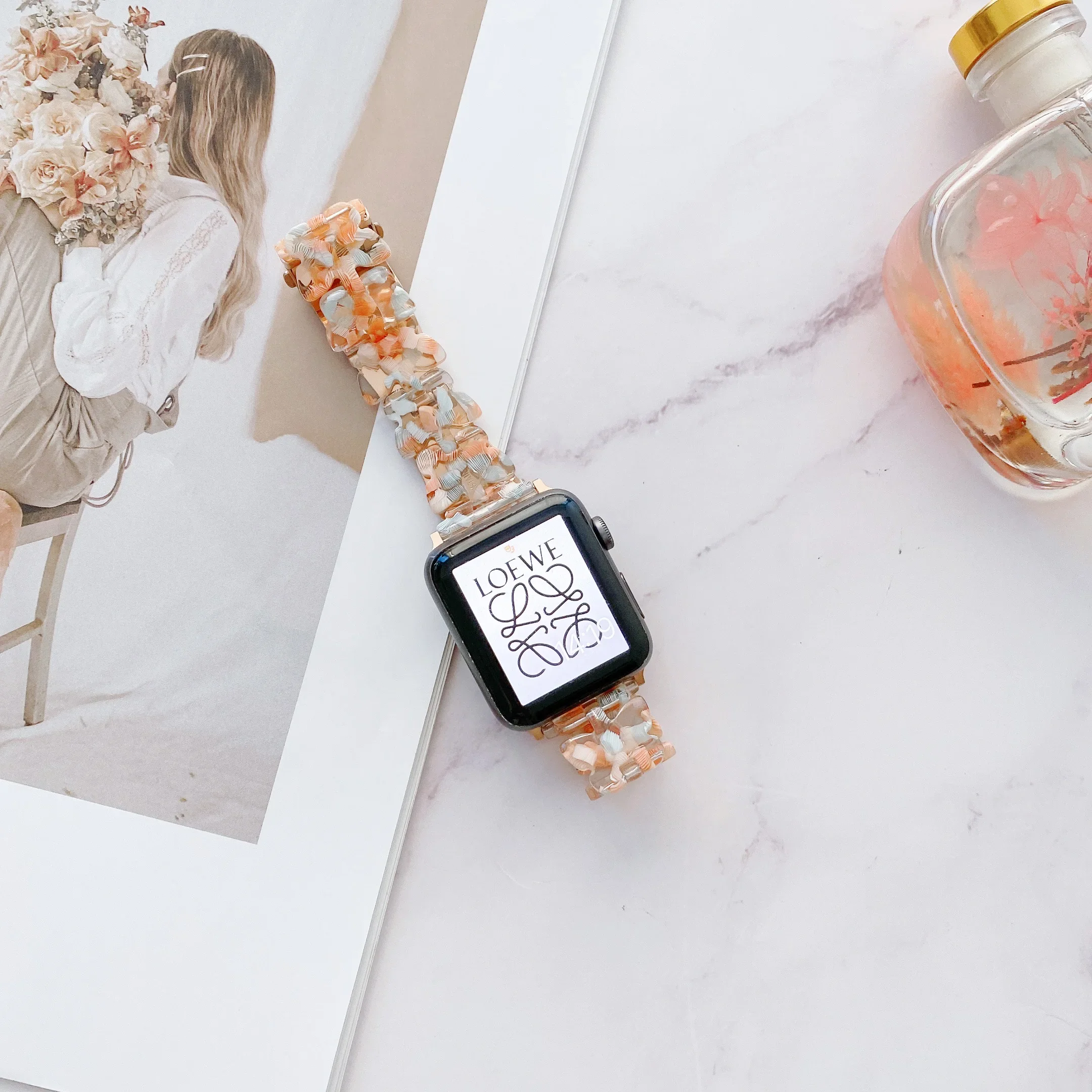 Resin Strap For Apple Watch Ultra 10 9 8 7 45mm 41mm 42mm 46mm 49mm 6 5 4 SE 44mm 40mm Women Butterfly Wristband Bracelet Correa