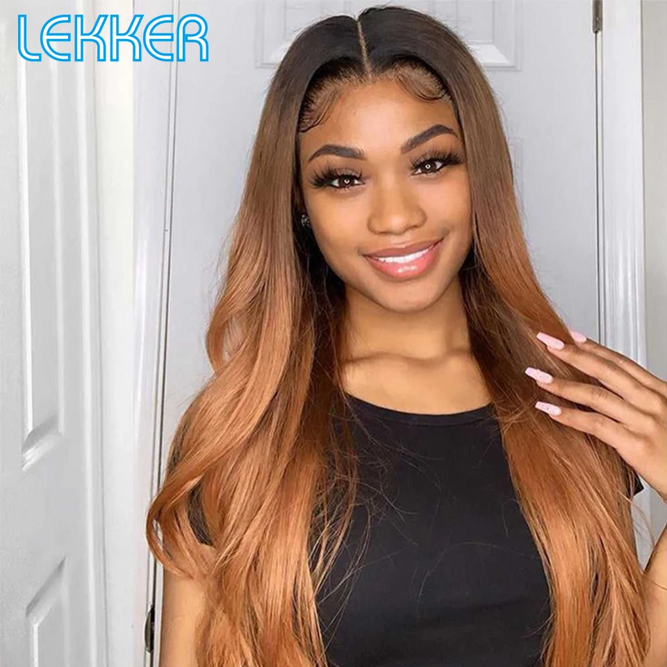 

Lekker 22 Ombre Brown Bone Straight 13x6x1 Lace Front Human Hair Wig For Women Brazilian Remy Hair Glueless Transparent Lace Wig