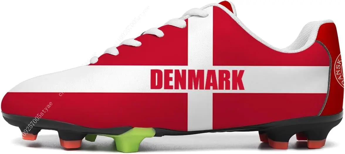Denmark Flag Soccer Shoes Men Womens Football Shoe PU Sneakers Outdoor Lace Up Sports Shoes 2026