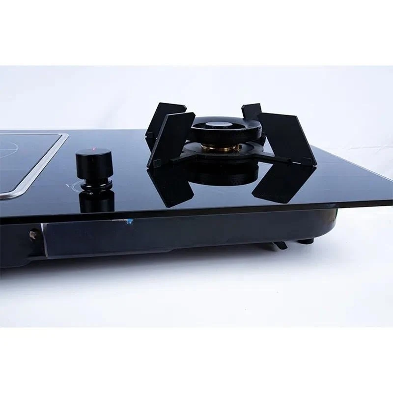 for Hot Sale Tempered Glass Built-in Gas Stove with Induction Cooker