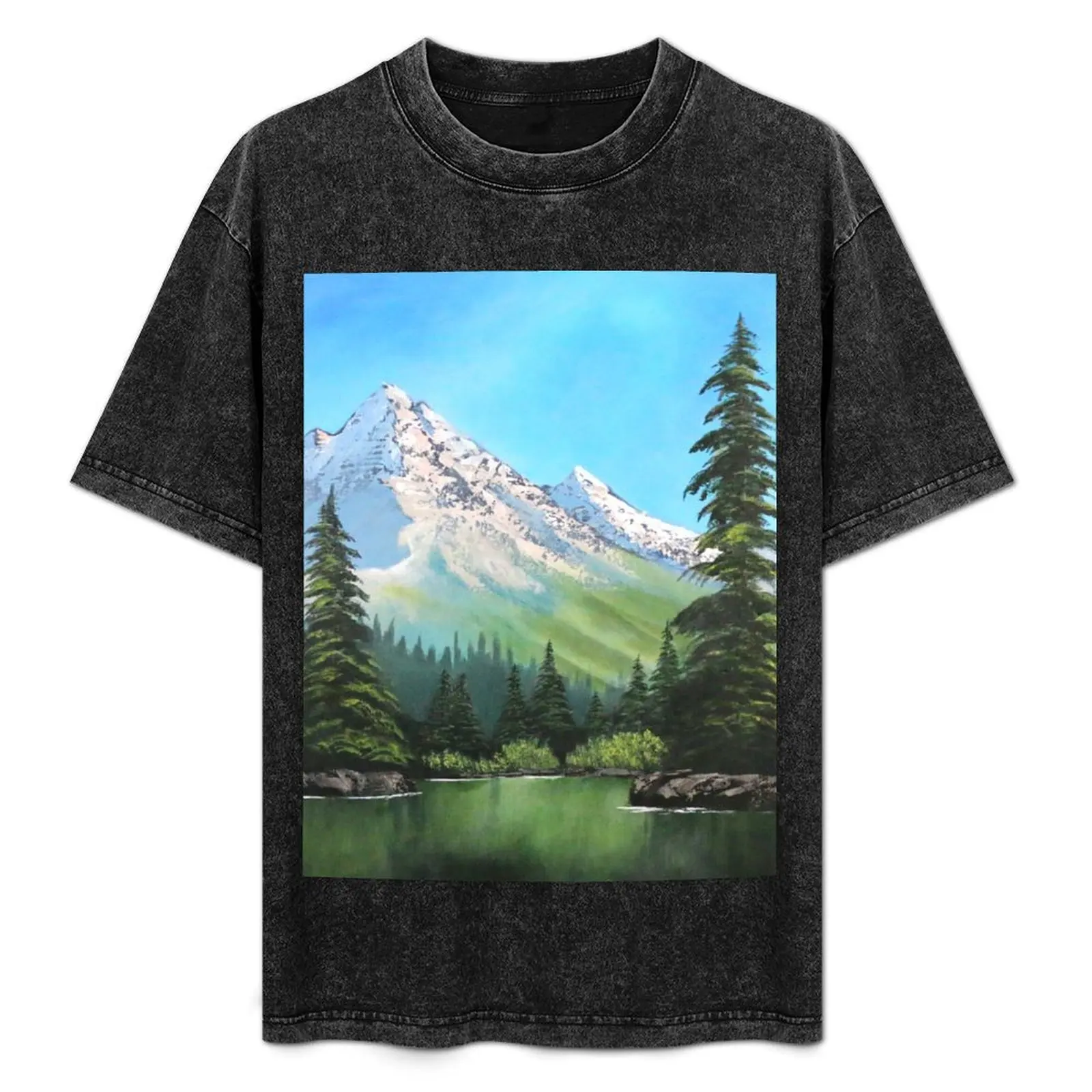 

Bob Ross Inspired Landscape - Mountain Art T-Shirt new edition basketball graphic tees mens t shirts top quality