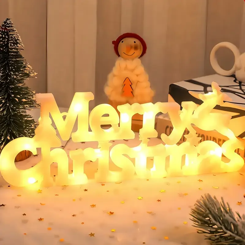LED 3D Frohe Weihnachten Brief Festzelt Licht Stehend Tisch Schild Festliche Urlaub Party Dekoration Ornament Dekor