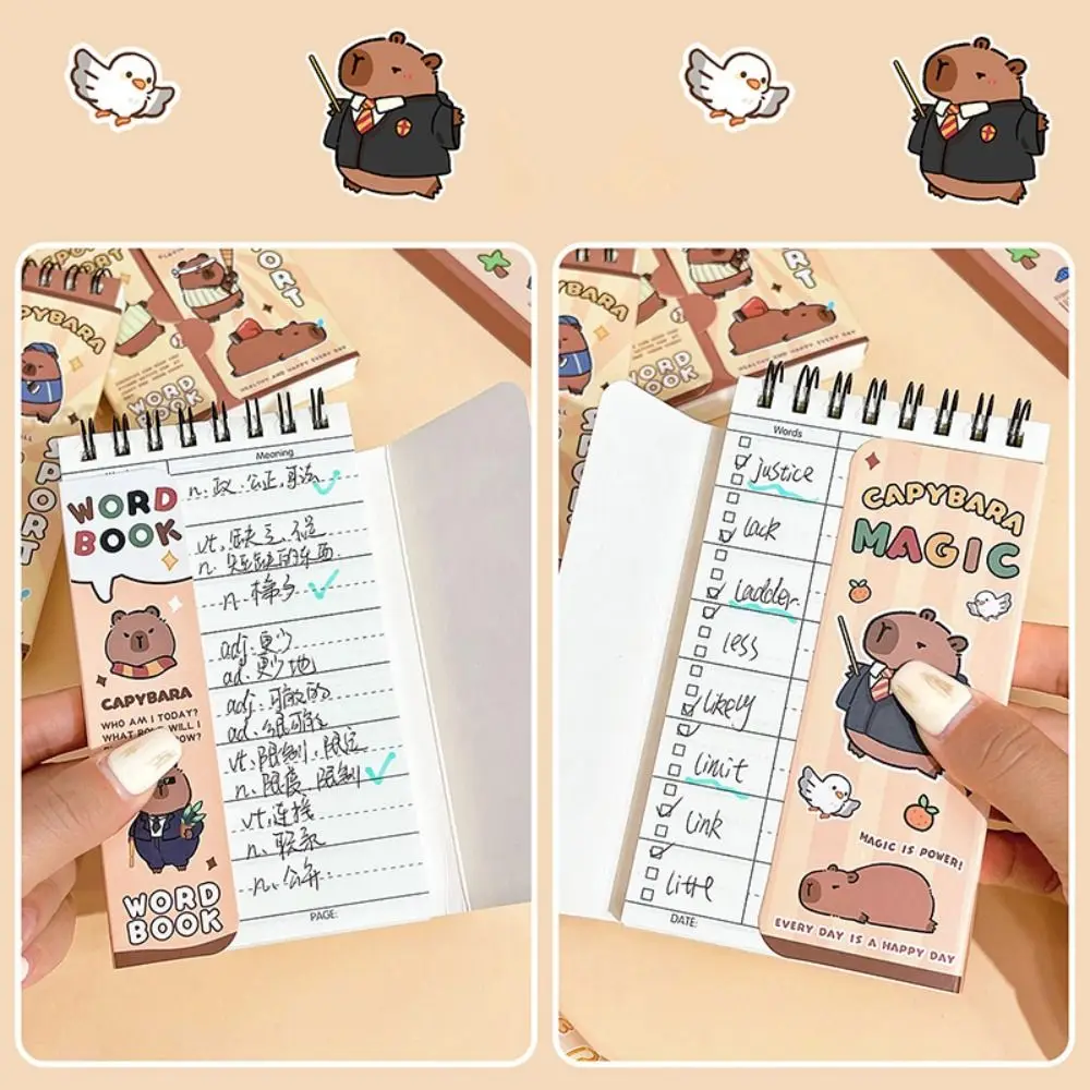 Portable Mini Capybara Planner Notebook Cartoon Spiral Student Stationery Kawaii School Supplies School