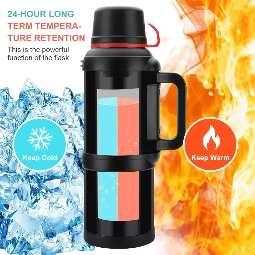 Vacuum Thermos Flask, 133oz/4L Travel Jug Stainless steel jug with handle, rust resistant, for hiking and fishing