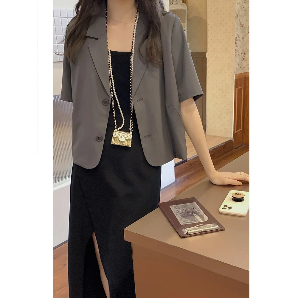 Lange blazers Dames Chique Oversized Blazer Double-Breasted Revers Patchwork Kantoor Dame Herfst Slim Fit Uitloper Groot Stijlvol