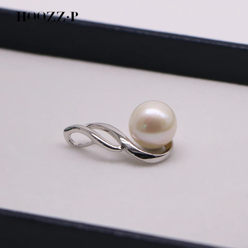 

HOOZZ.P 9-10mm Big Pearl Necklace Pendant Freshwater Cultured Beads Sterling Silver 925 Rhodium Plated Gold Perfect Round Top