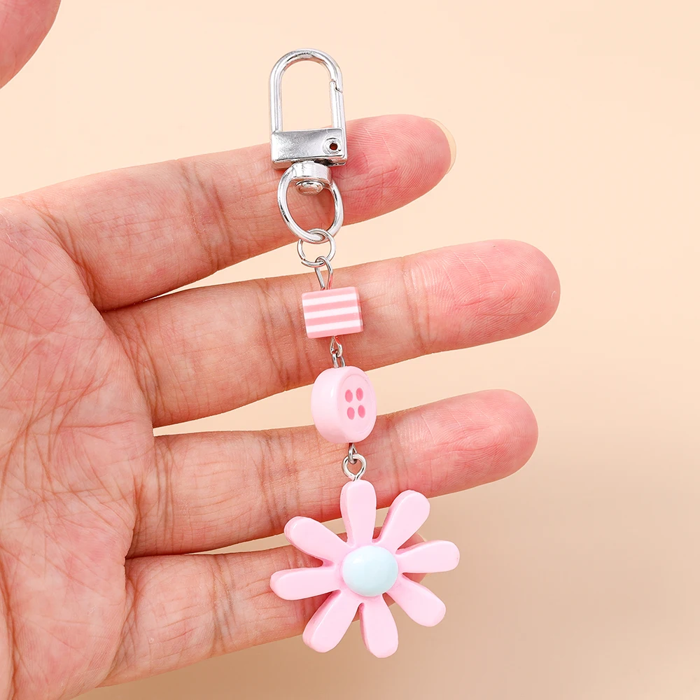 

Aihua 4 colors Cartoon Colorful Creative Flowers Keychains for Women Handbag Pendant Decor Phone Strap Keyring Jewelry Gifts
