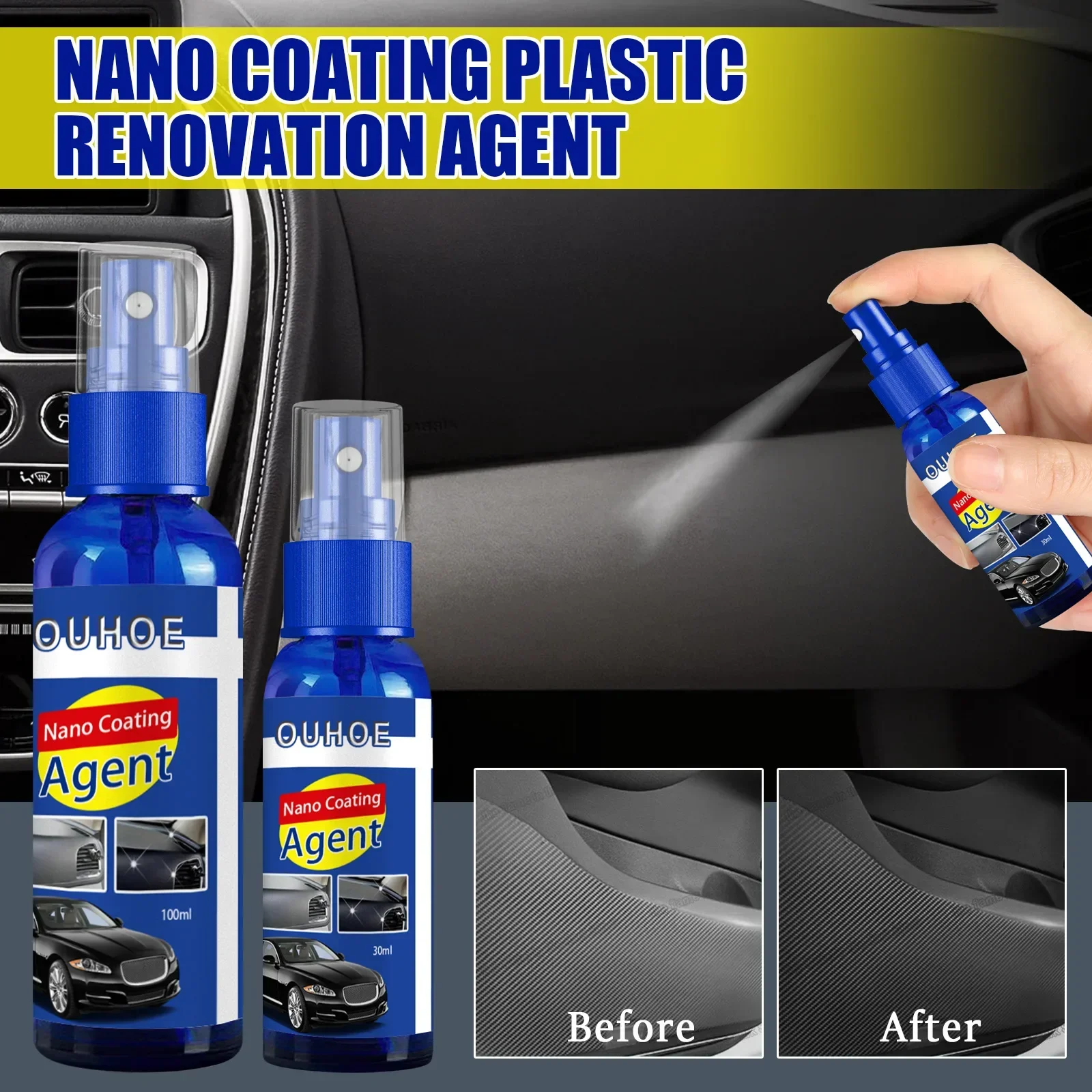 Car Plastic Restore Coating Agent Auto Plastic Rubber Exterior Repair Clean Refresh Restoration Agent Black Shine Seal Brighten