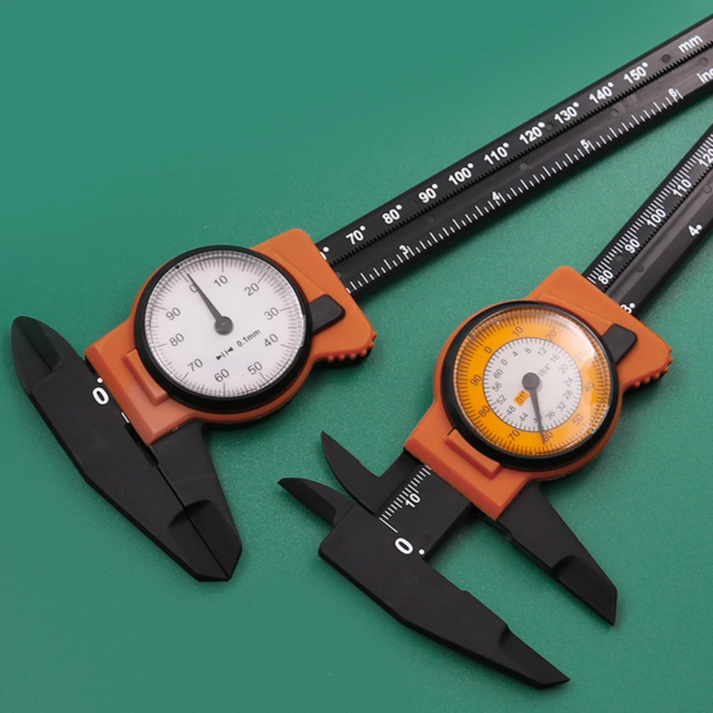 1 buah alat pengukur kaliper Dial plastik, alat pengukur Caliper, indikator Vernier Caliper plastik 0-150MM, jam tangan plastik Vernier Caliper