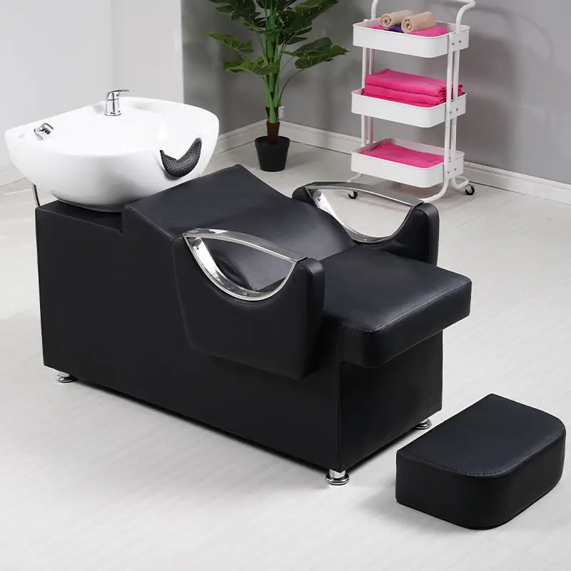 Lying Hot Sale Hair Salon Color Custom Comfortable Massage Furniture Head Spa Shampoo Chair Washing Bed With Bowl