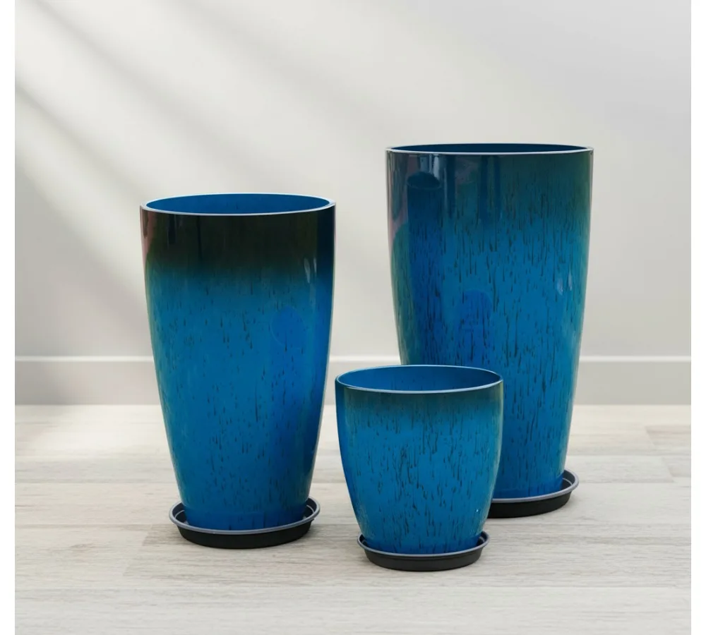

Large Plastic Planters Set of 3 with Drainage Hole - Indoor Outdoor Tall Flower Pots for Home Garden Decor