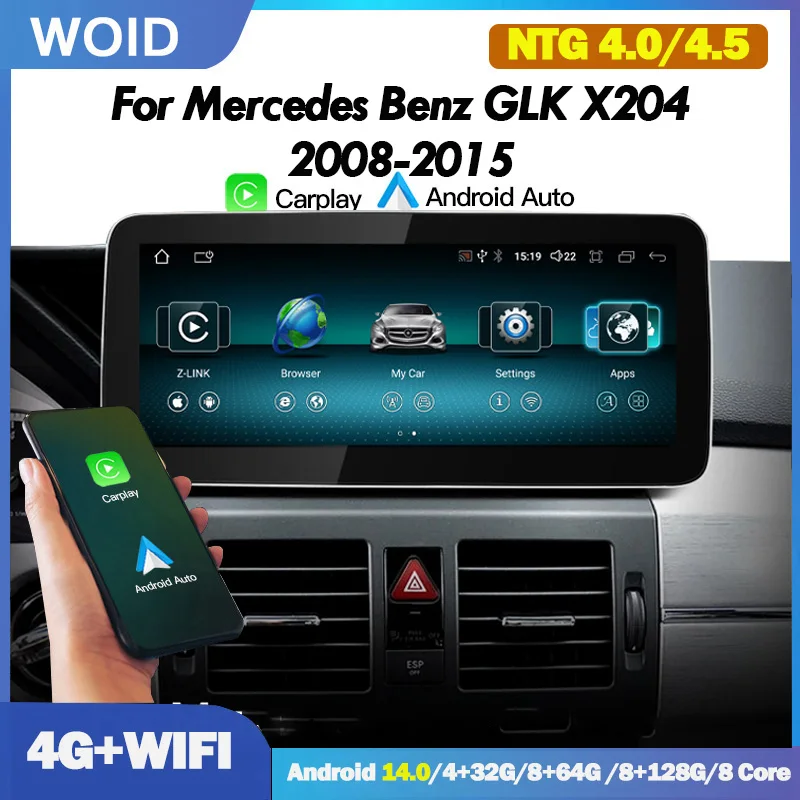 

12.3'' Android14 Car Multimedia Screen For Mercedes Benz GLK Class X204 LHD 2008-2015 CarPlay Video Players 4G DSP