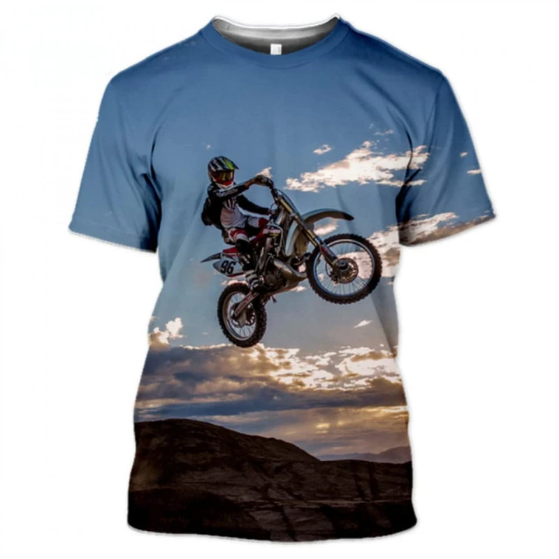 Newest Men\'s Cool Motocross 3D Printed Short-sleeved T-Shirt Extreme Sports Motorcycle Hip-hop Streetwear Top Kids Tees Clothes