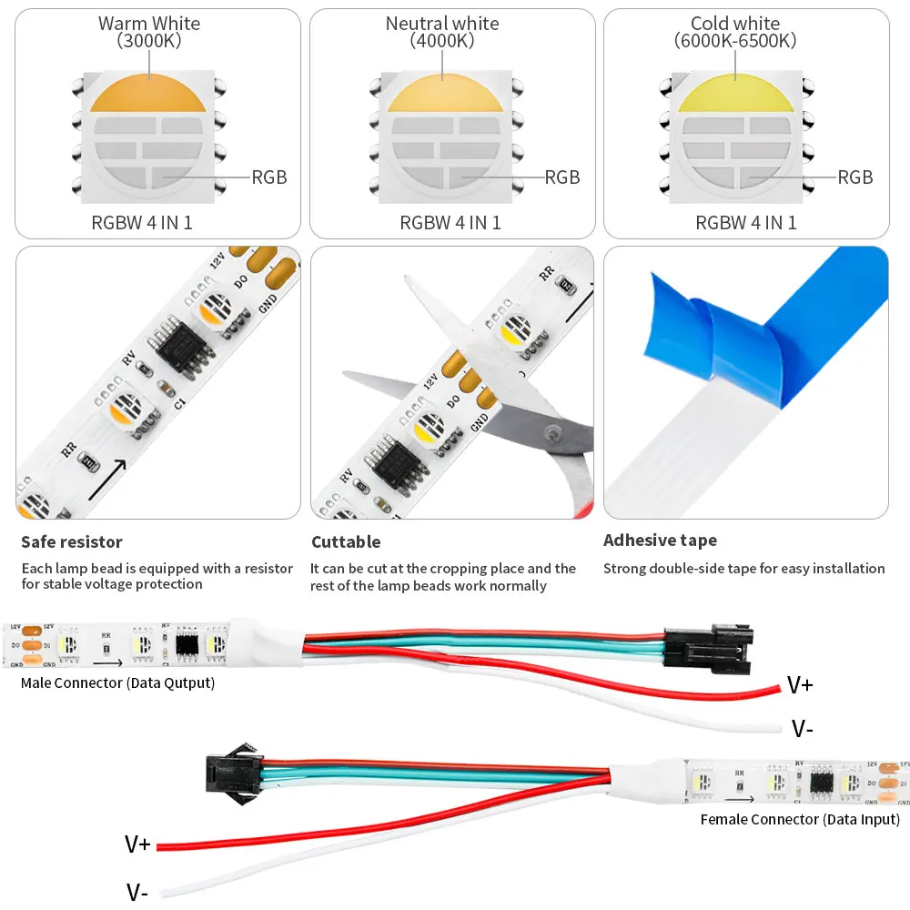 Imagem -02 - Tira de Led Endereçável em 60pixels m Semelhantes Sk6812 Ws2811 5050 Ip30 65 67 Dc12v 24v Ws2811 Ws2814 Rgbw