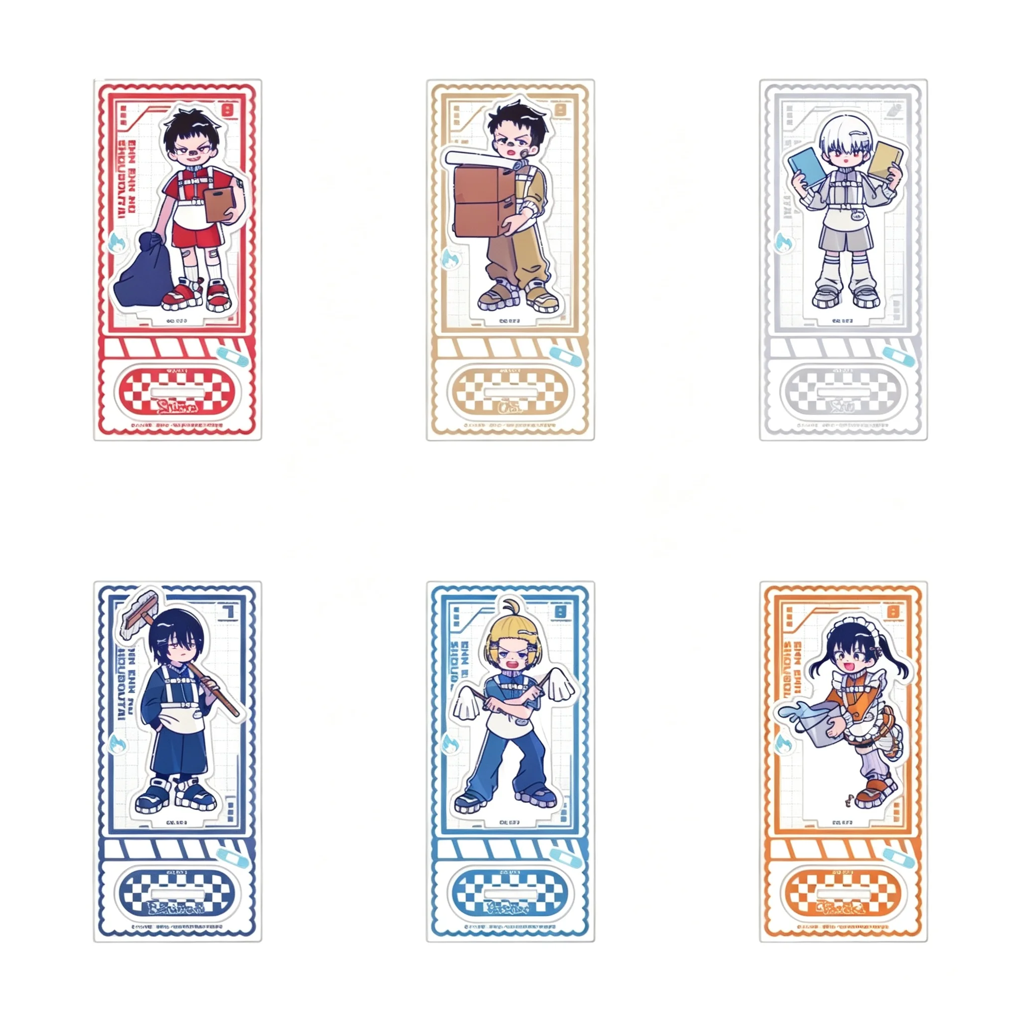 Anime Fire Force Cleaning Series Q-Style Shinra Kusakabe Arthur Boyle Acrylic Stand Model Plate Keychains Desk Decorations