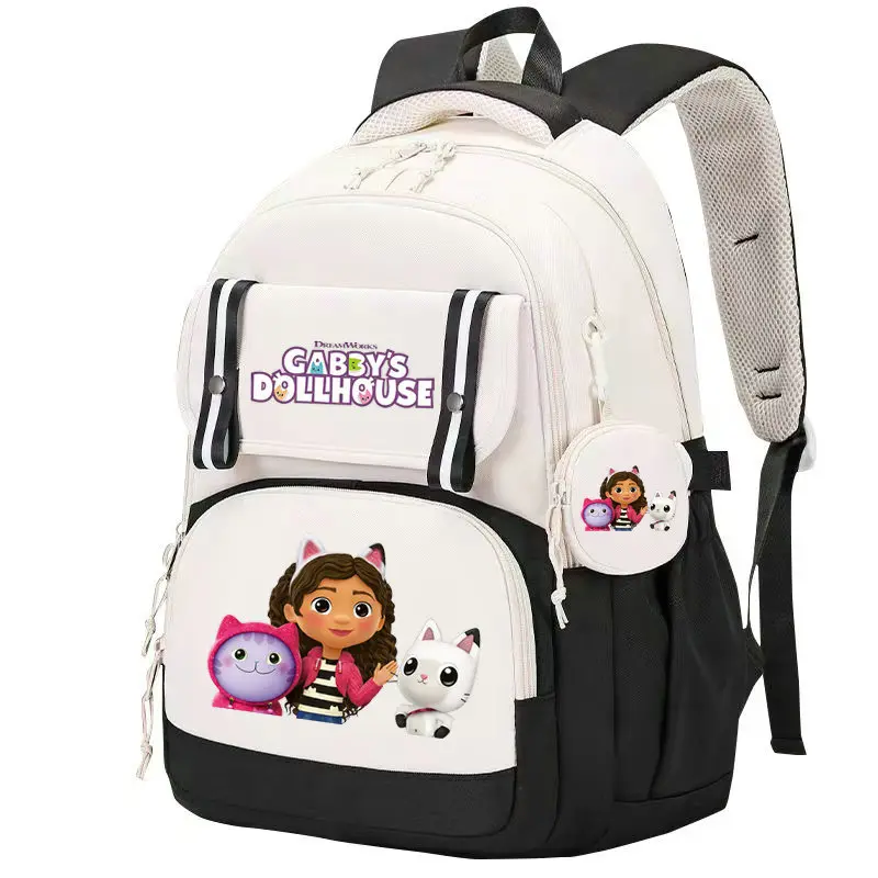 New Gabby Dollhouses Girls School Backpack Kawaii Cartoon Printed School bag Cute Girls School Supplies Children Birthday Gifts