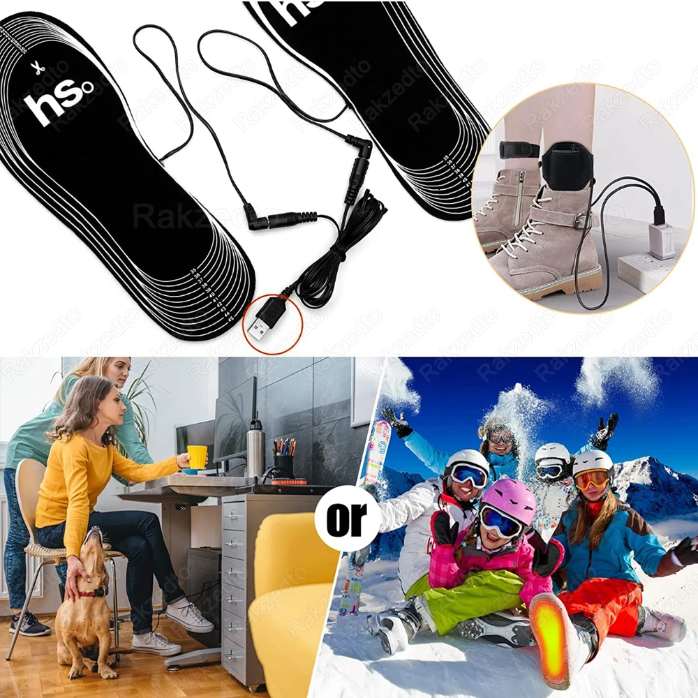 Electric Heated Insoles With USB Cable Foot Warmer Pad for Shoes Man Woman Winter Keep Warm Battery Powered Heating Shoe Pads