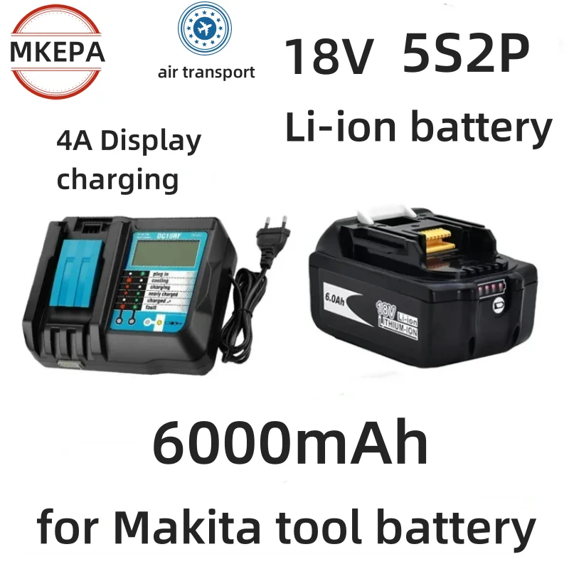 สำหรับ Makita แบตเตอรี่เครื่องมือชาร์จไฟ18V 6000mAh พร้อมไฟ LED Li-ion เปลี่ยน BL1850 BL1860 BL1860B LXT + ที่ชาร์จ4A