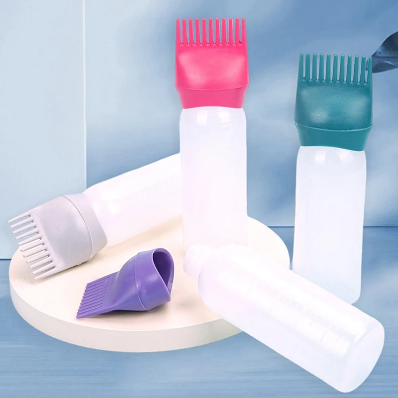 

4 Colors Hair Dye Applicator Brush Bottles Dyeing Shampoo Bottle Oil Comb Hair Dye Bottle Applicator Hair Coloring Styling Tool
