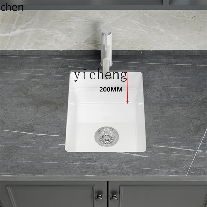 ZML Balcony Corner Ceramic Undermount Basin Washbasin Corner Deepened Laundry Basin Small Vertical Installation Sink Basin