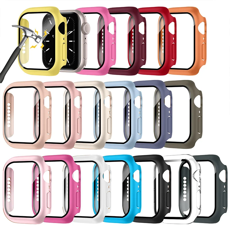 3 Pack Tempered Glass Case for Apple Watch Screen Protector Cover 9 8 7 6 5 4 SE series 10 42mm 40MM 41mm 46mm 45mm Accessories