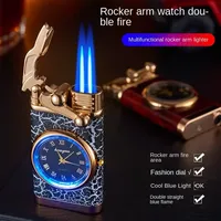 Windproof Gas Lighter Wrist Watch Cigar Lighter Outdoors Jet Double Tube Lighters Gadgets for Men Cigarette Accessories Fires