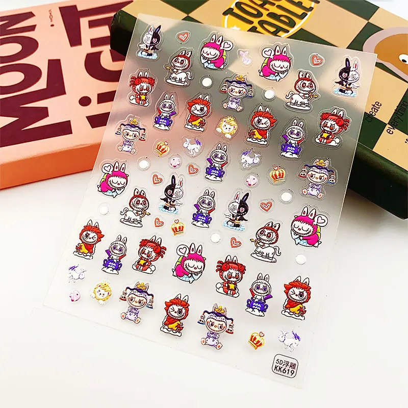 Labubu Relief Manicure Adesivos De Nail Art Comes with Adhesive Backing Cartoon Anime Derivative Peripherals Birthday Party Gift