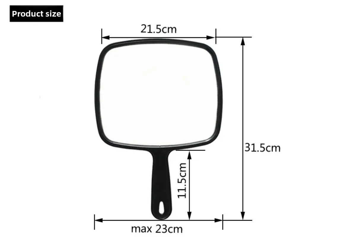 مرآة محمولة باليد، مرآة احترافية لصالونات الحلاقة ومصففي الشعر مع مقبض، مرآة يد عملية للمنزل (أسود) #3