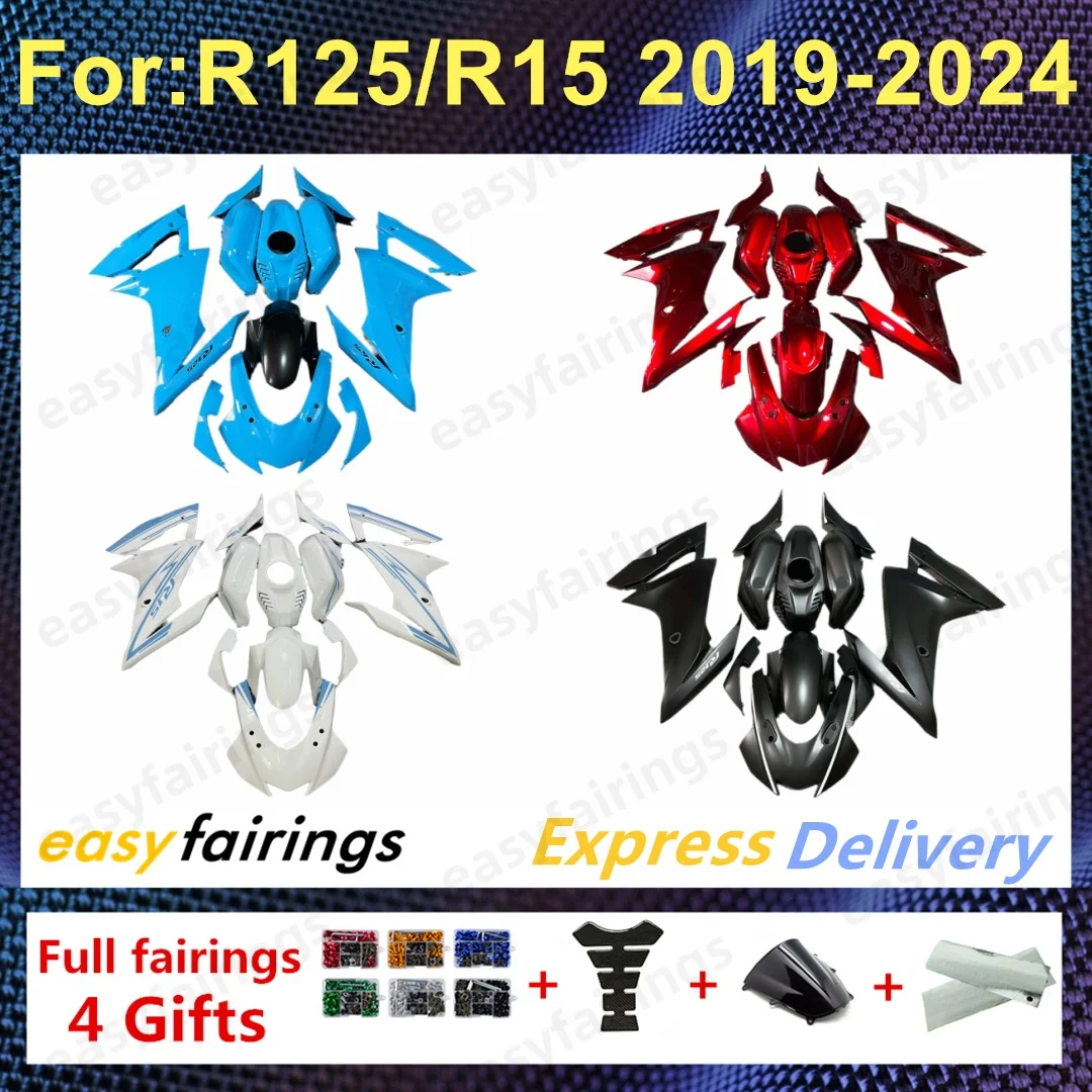 Complete Injection Molded ABS Fairing Kit For YZF‑R125 YZF‑R15 V3 2019‑2024 Motorcycle Full Body Replacement Fairings Bodywork
