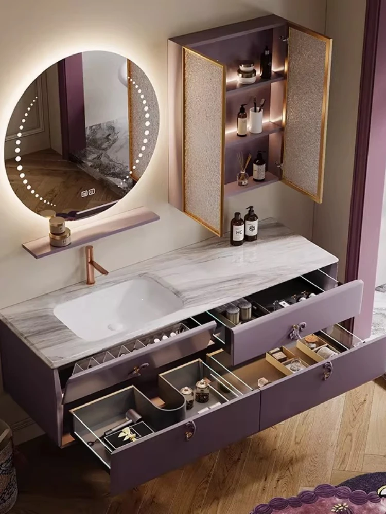 

Керамическая раковина Snow Mountain Flying Fox Rock Slate Seamless, тумба для ванной из французского каучукового дерева цвета сиреневый фиолетовый, индивидуальный заказ