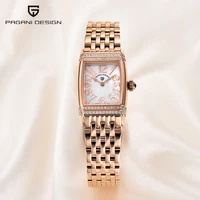 Pagani Design nuevo reloj de cuarzo cuadrado de 22mm para mujer, reloj de cuarzo de acero inoxidable con cristal de zafiro resistente al agua hasta 50m para mujer