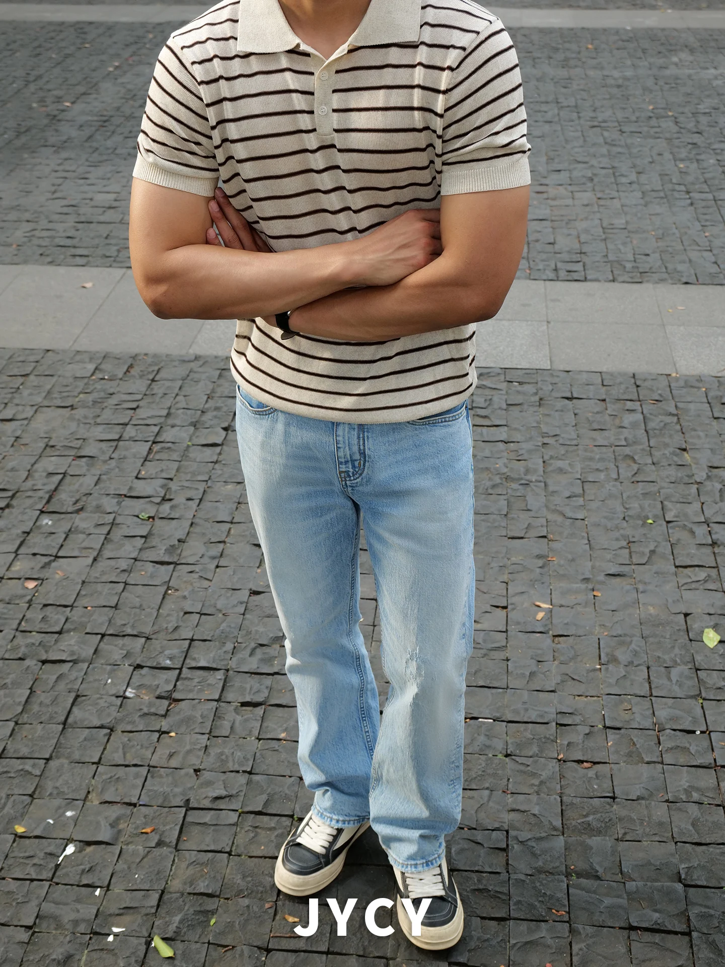 

Мужские джинсы JYCY в американском ретро-стиле, выбеленные, ледяного синего цвета, свободного прямого кроя, модель 57, расклешенные, Cleanfit, повседневные, свободного кроя