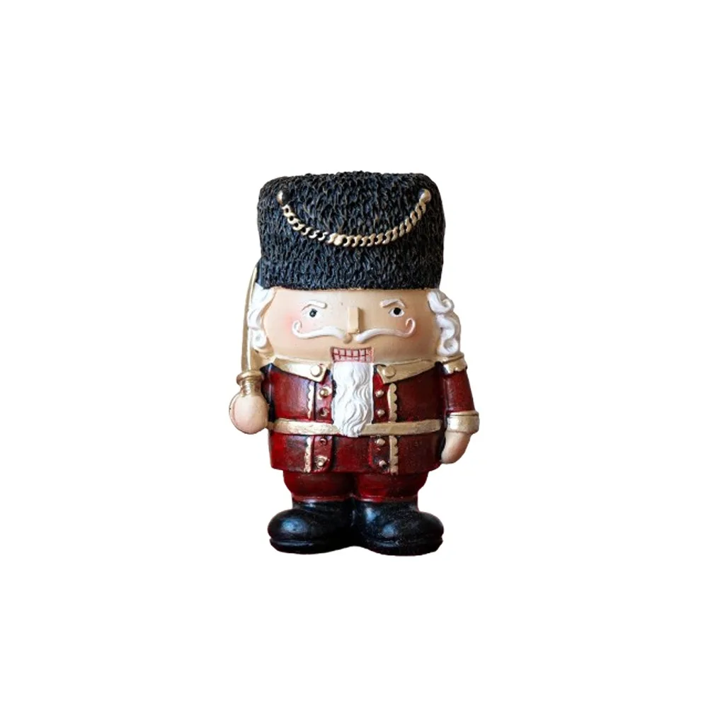 

Cartoon Christmas Resin Nutcracker Hand Painting Standing Nutcracker Soldier Ornament Handcrafted Pendant Christmas Figurine