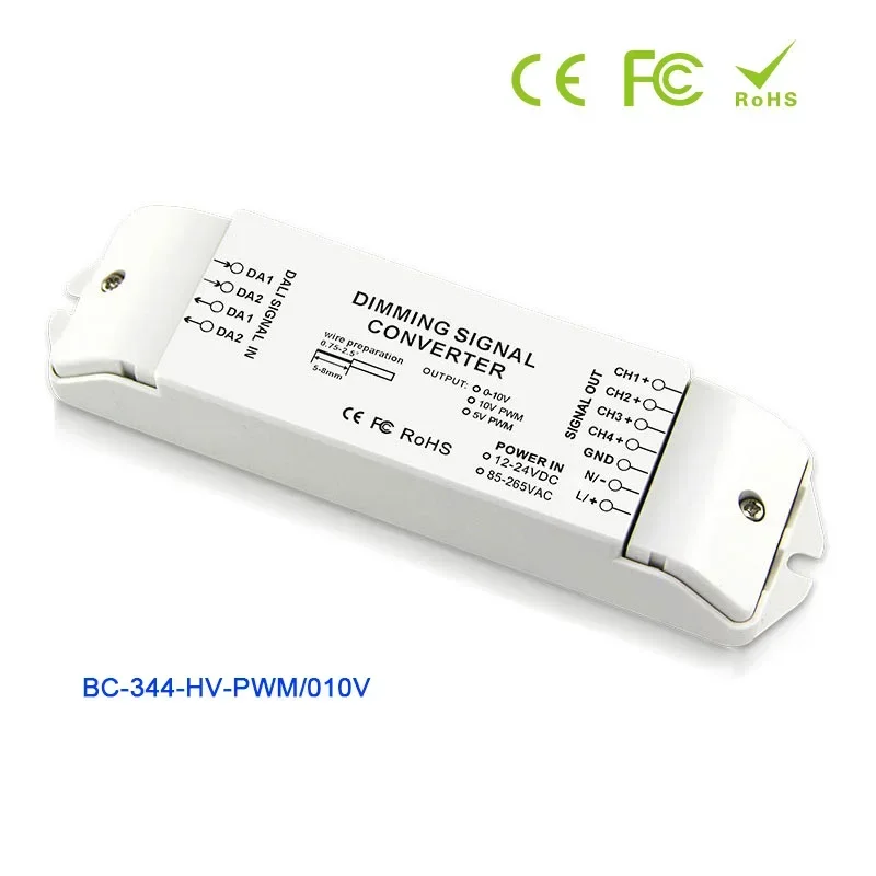 Bincolor LED DALI Signal Converter 110V 220V High Voltage 12V-24V DALI signals into 0 to 10V analog signal/5V PWM/10V PWM Dimmer