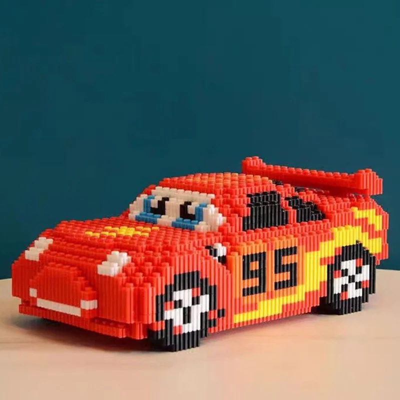 Disney Cars Lightning McQueen Building Blocks Car Assembly Model Mini Edition Splicing Birthday Gift Parent Child Building Block