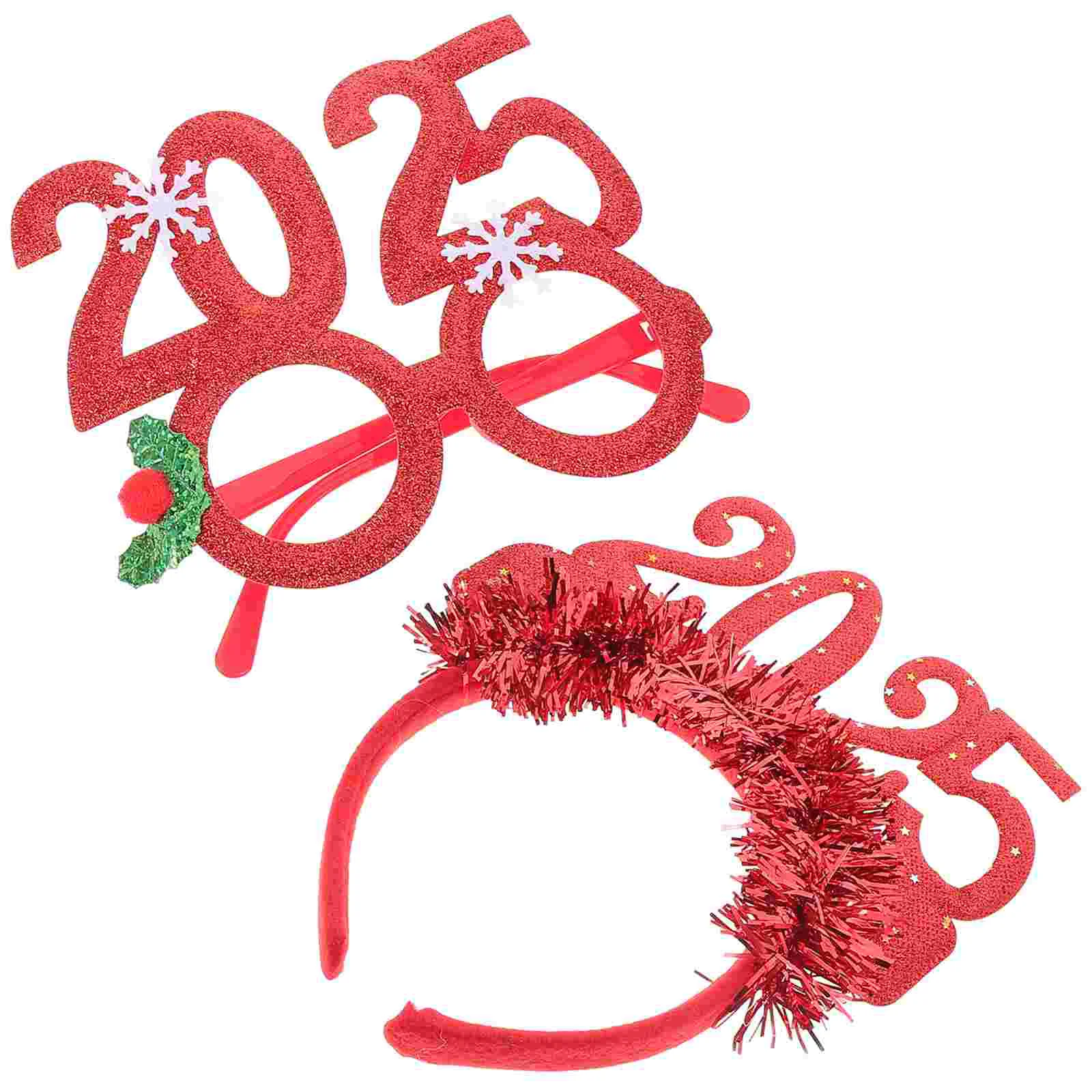 Party Headband Glitter Headbands 2025 Birthday Hair Headdress New Year Eve Photo Booth Props Adult Tinsel Bopper Aunglasses