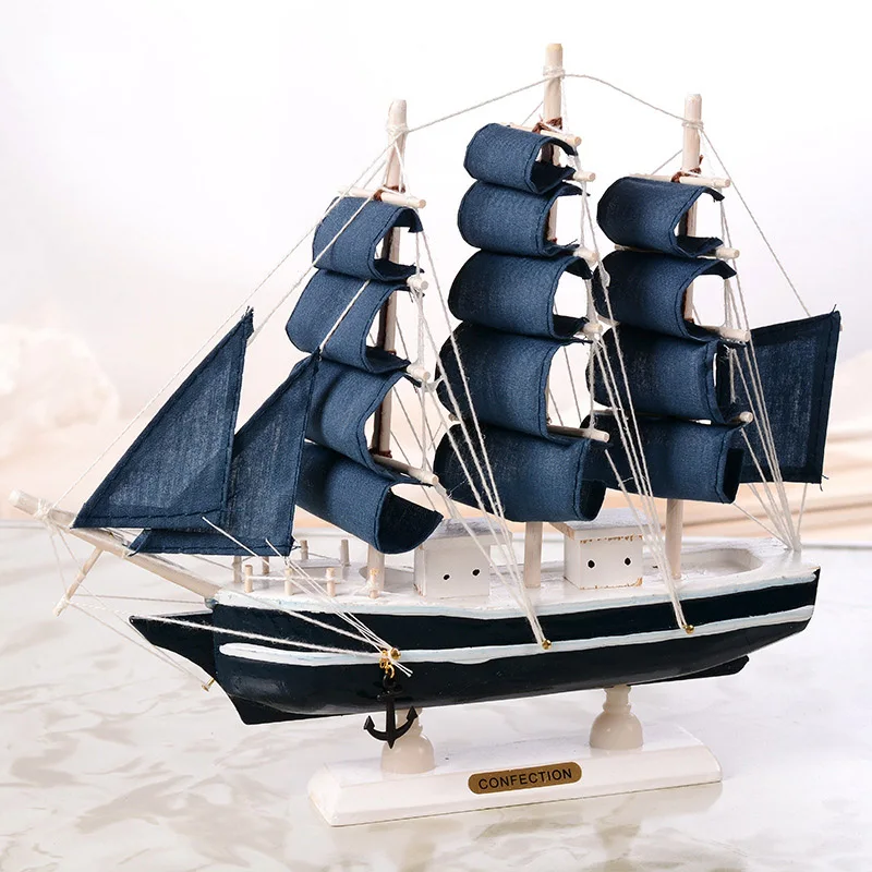 Wooden Sailing Ship Mediterranean Style Home Decoration Handmade Carved Nautical Boat Model Gift DIY Wood Crafts pirate ship 해적선