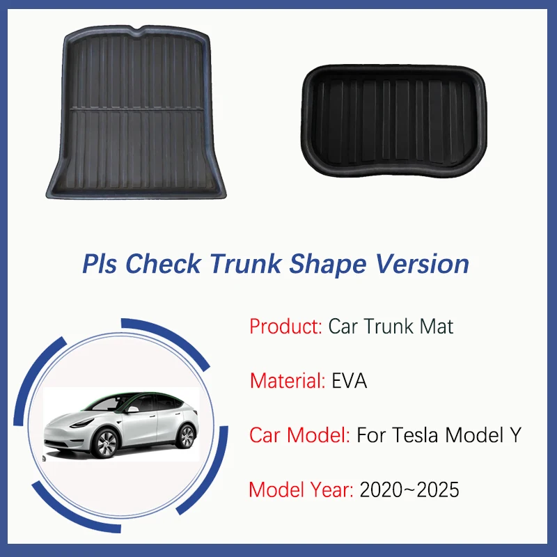 Car Trunk Mats For Tesla Model Y 2020 2021 2022 2023 2024 2025 Waterproof Trunk Storage Pads EVA Cover Boot Rugs Car Accessories