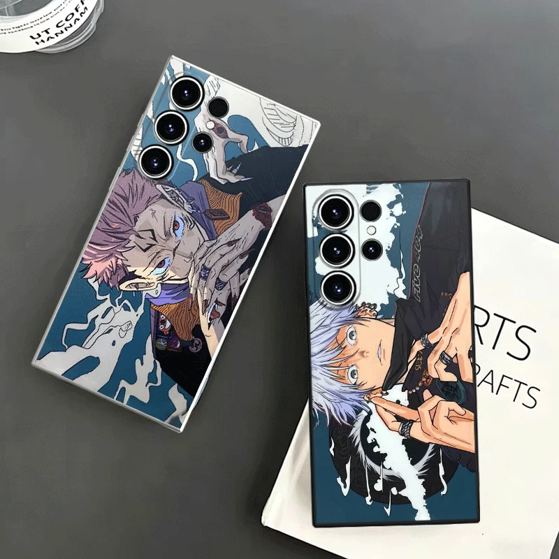 Japan Anime JUJUSU KAISENS Soft Phone Case For Samsung S24 S25 S26 Ultra S23 S22 Plus S21 S20 FE Edge + Black White Couple Cover