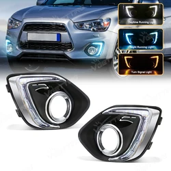 DRL For Mitsubishi ASX 2013 2014 2015 Led Daytime Running Lights Front Bumper Headlights Covers Wire White Yellow Blue Daylights