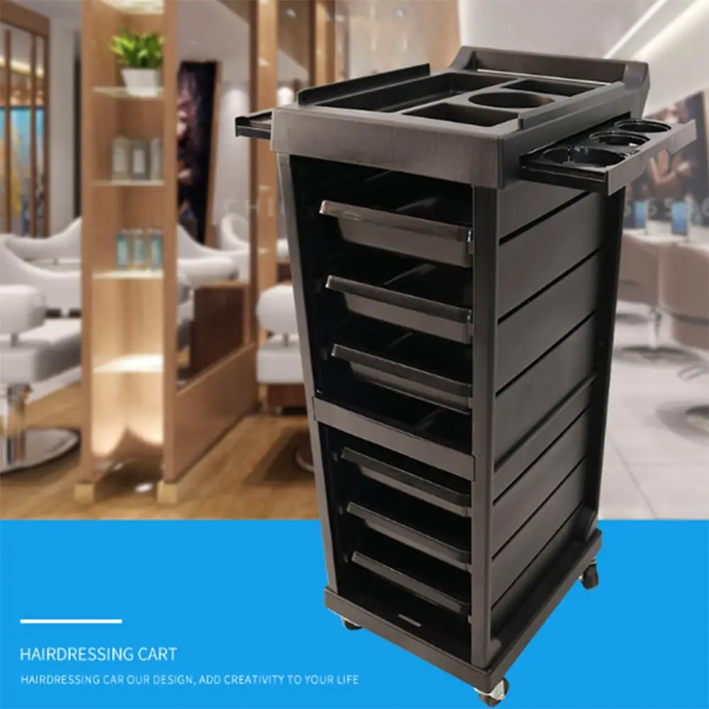 Carrello per salone Cncest con ruote, carrello con ruote con chiusura premium a 7 livelli con inserti tascabili, rotolo per carrello per capelli a 6 cassetti